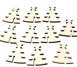 10 sapins en bois 5 cm avec encoche (marqueurs de verre)