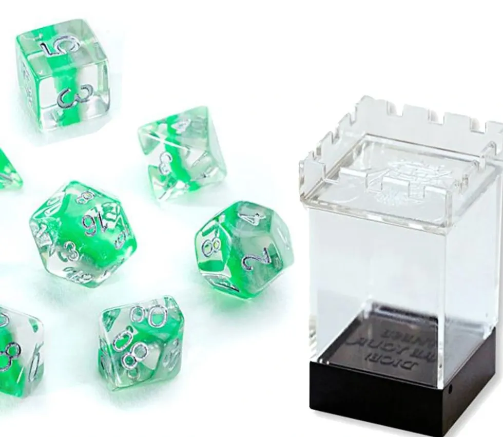 Set de 7 dés multifaces Eclipse vert