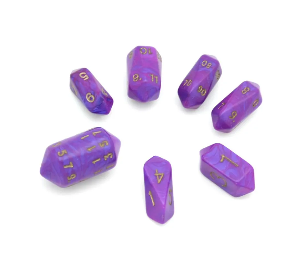 Set 7 dés baril multi-faces barrel nacrés