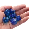 Set 7 dés multi-faces effet bleu pailleté Gemini