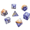 Set 7 dés multi-faces fusion bleu sombre et or