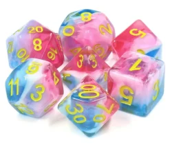 Set 7 dés multi-faces - Glacier rose