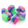 Set 7 dés multi-faces Jester's Gambit rose, vert, bleu