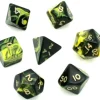 Set 7 dés multi-faces marbrés JAUNE/NOIR