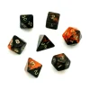 Set 7 dés multi-faces marbrés ORANGE/NOIR
