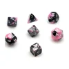 Set 7 dés multi-faces noir et rose