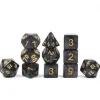 Set 11 dés multi-faces noirs nacrés (chiffres dorés)