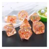 Set 7 dés multi-faces pailletés translucides Red flakes