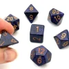 Set 7 dés multi-faces Speckled bleu nuit golden Cobalt