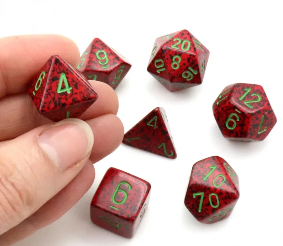 Set 7 dés multi-faces Speckled Strawberry rouge