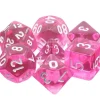 Set 7 dés multi-faces translucides roses
