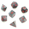 Set 7 dés multi-faces Velvet noir gris avec chiffres rouges