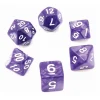 Set 6 dés multi-faces violet nacrés opaques