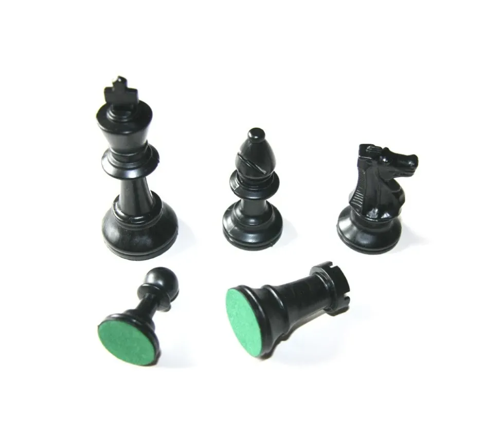 Set Jeu Echec complet taille 5 : 32 pions + échiquier enroulable 49 x 49 cm marron blanc