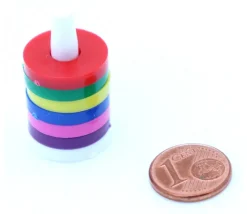 6 Socles avec 36 anneaux jetons troués
