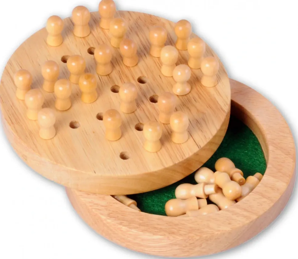 Solitaire voyage rond en bois 12 cm