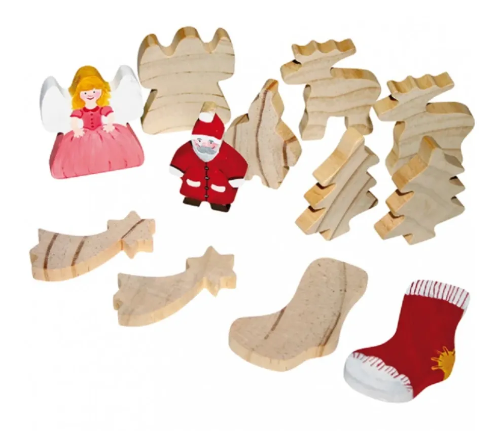 12 sujets de Noël en bois naturel à décorer