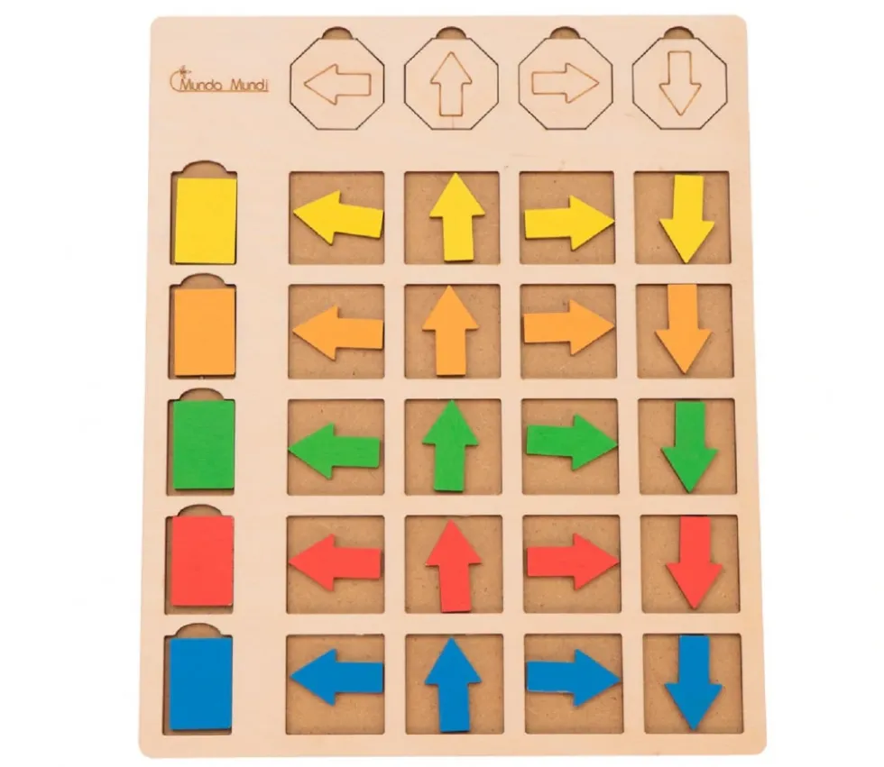 Tableau de logique en bois couleurs et orientation - Jeu éducatif