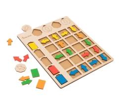 Tableau de logique en bois couleurs et orientation - Jeu éducatif