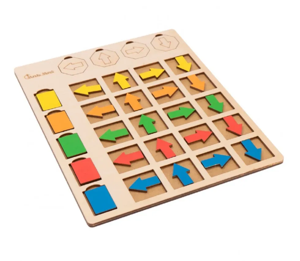 Tableau de logique en bois couleurs et orientation - Jeu éducatif