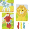 3 tableaux jeux de laçage bois animaux