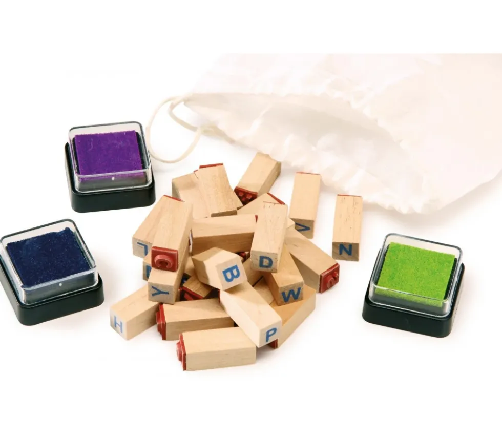 26 Tampons lettres de 1 cm + 3 encreurs