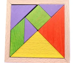 Tangram bois couleur 12 cm. Fabrication Jura