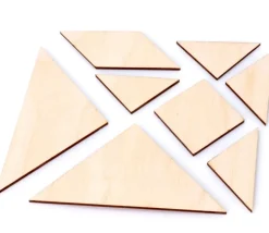 Tangram en bois brut CP de 10 x 10 cm - jeu à décorer