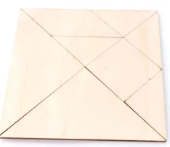 Tangram en bois brut CP de 10 x 10 cm - jeu à décorer