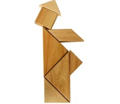 Tangram jeu esprit construction en bois avec cadre 11.5 x 11.5 cm