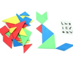 4 tangrams en re-plastique coloré 9.8 x 9.8 cm