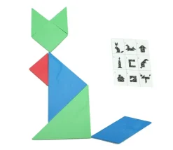 4 tangrams en re-plastique coloré 9.8 x 9.8 cm