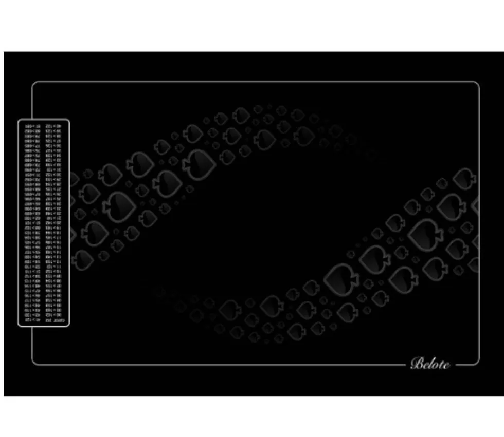 Tapis de cartes Belote 40 x 60 cm grille point 4 joueurs noir