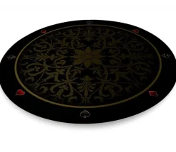 Tapis de cartes rond 100 cm noir arabesques
