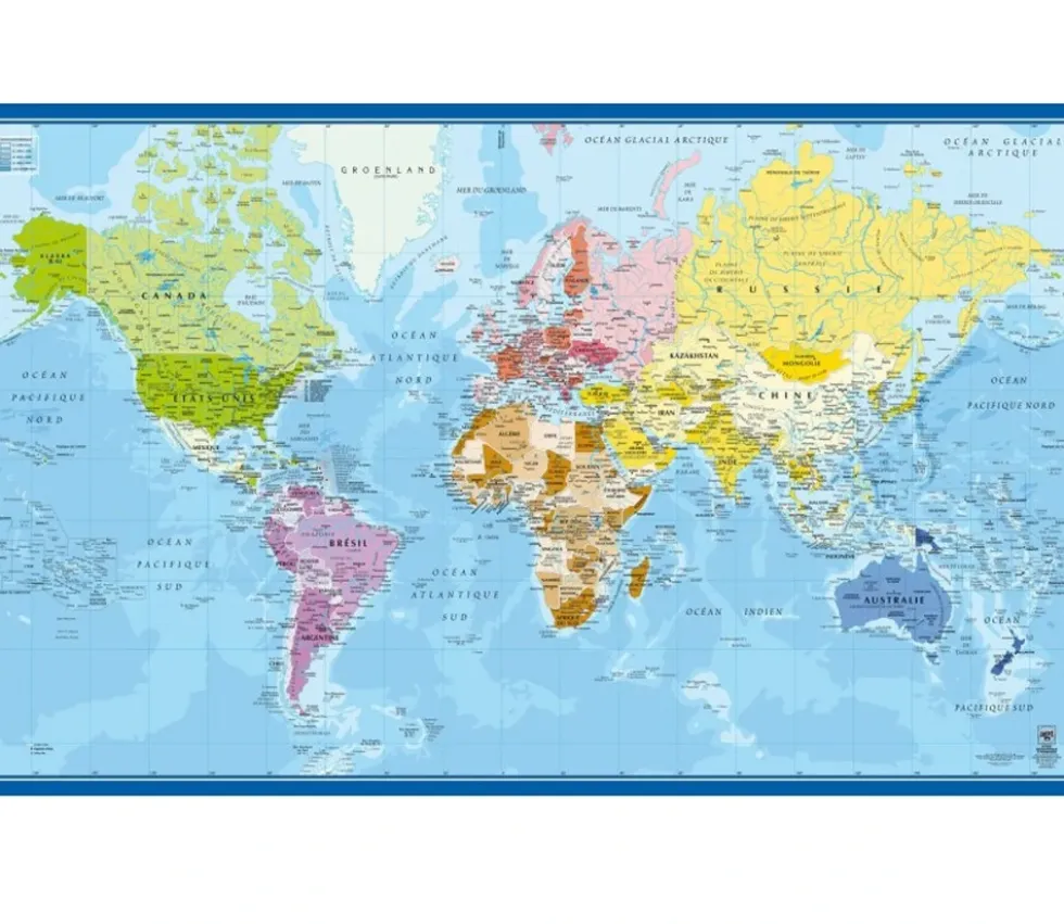 Tapis de Jeu Bureau Gaming 100 x 60 cm Carte du monde