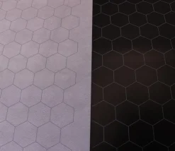 Tapis de jeu recto-verso battlemap noir/gris hexagone effaçable plateau 66 x 60 cm