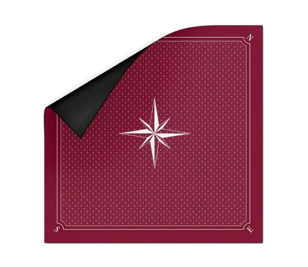 Tapis jeu Tarot 60 x 60 cm bordeaux rose des vents