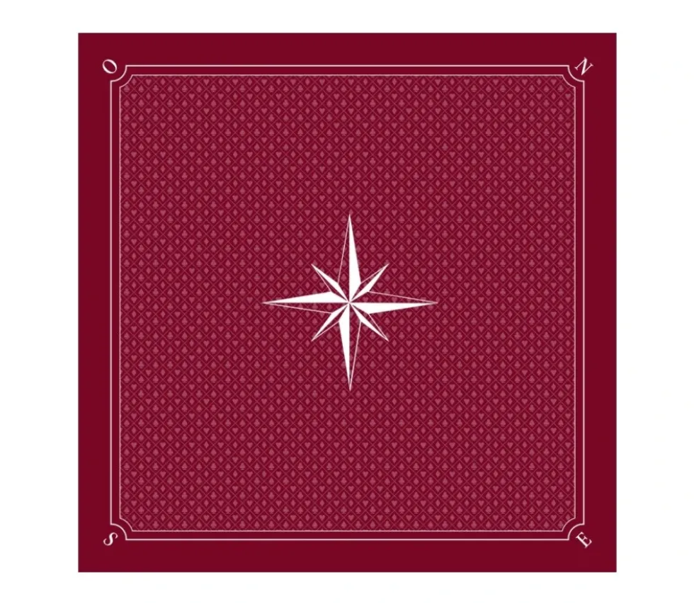 Tapis jeu Tarot 60 x 60 cm bordeaux rose des vents