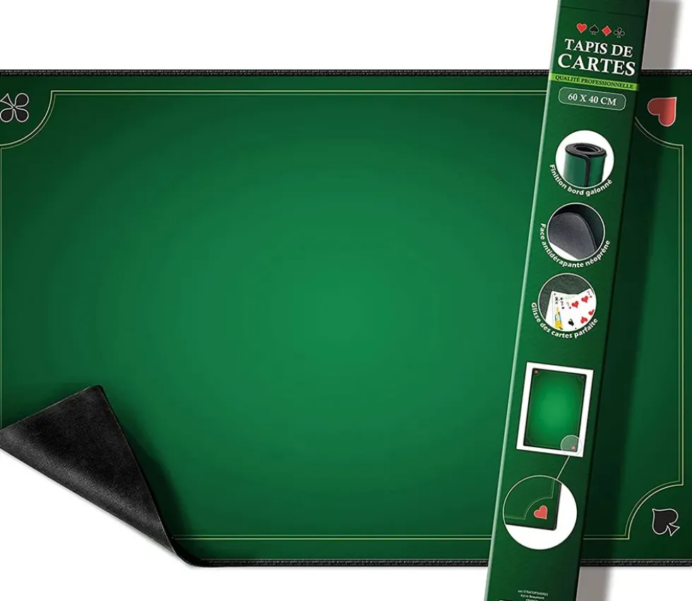 Tapis jeu Vert Belote pro - 40 x 60 cm super qualité