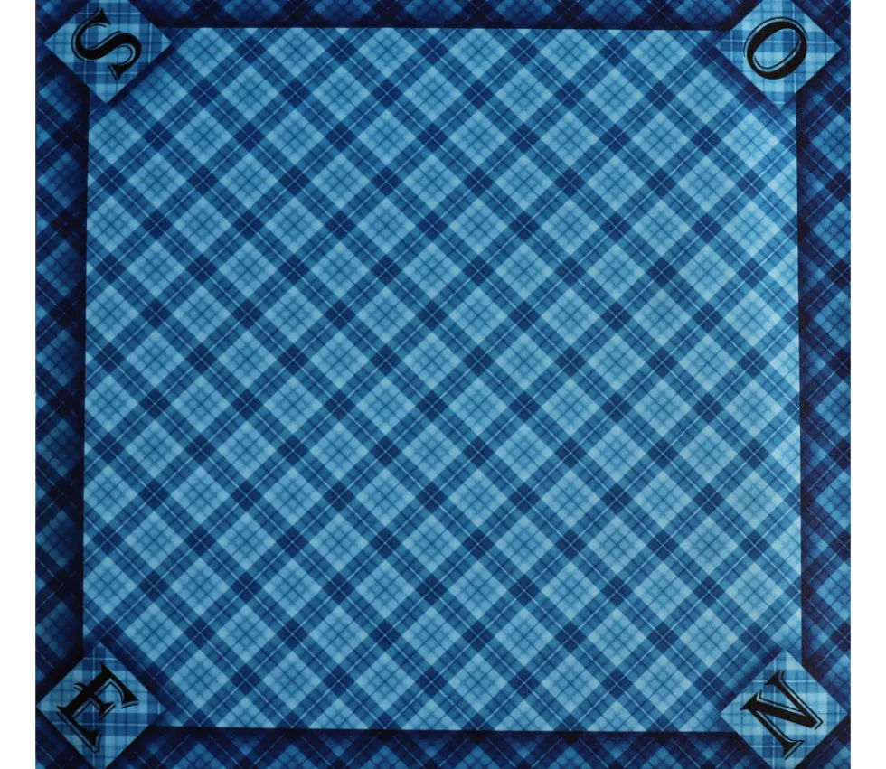 Tapis jeu 60 x 60 cm Tarot bleu écossais Nord Sud Est OUest