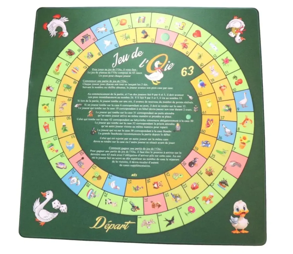 Tapis souple jeu de l'oie 60 x 60 cm sans pions