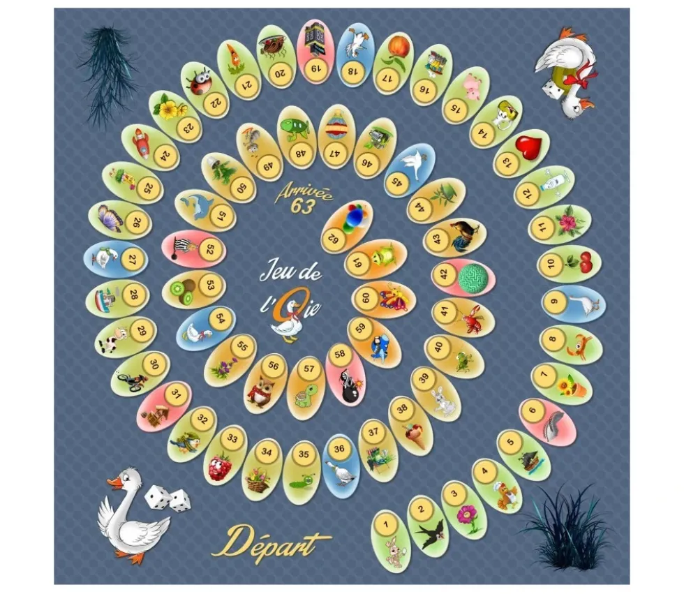 Tapis souple jeu de l'oie 60 x 60 cm sans pions