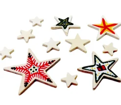 11 étoiles bois plates différentes tailles de 2.3 cm à 7.5 cm neutres