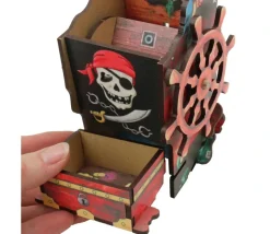 Tour lanceur de dés Pirate 14 cm en bois