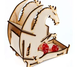Tour lanceur dés Dragon naturel 16.5 cm en bois