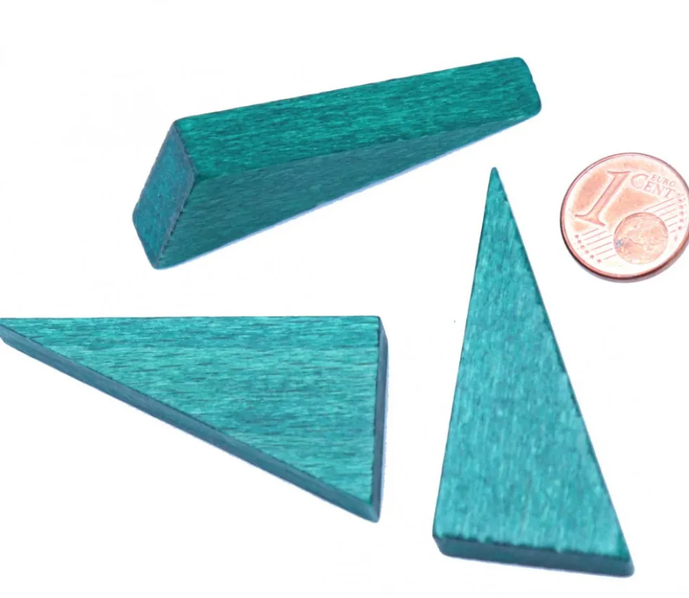 Triangle rectangle en bois vert 46 x 24 mm de côté 8 mm épaisseur