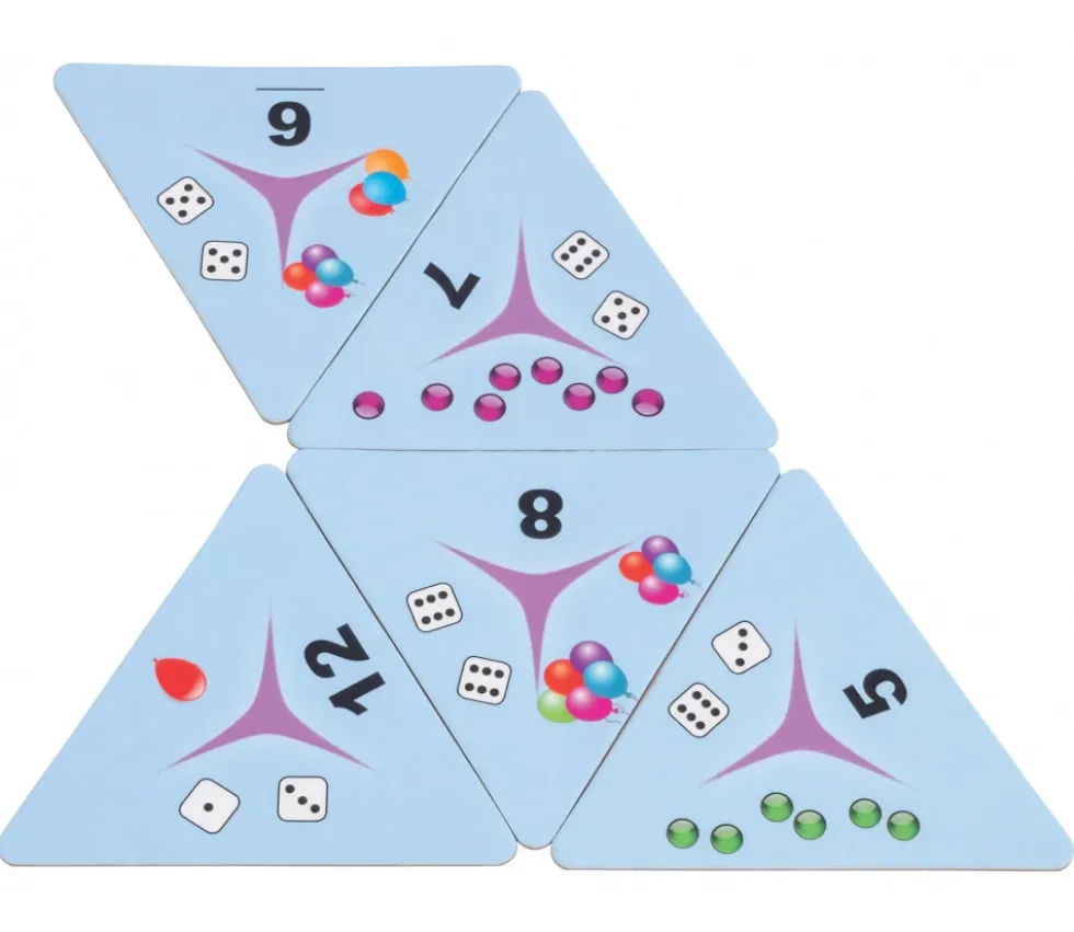 Tri-dominos de 1 à 12 - chiffres, points et objets