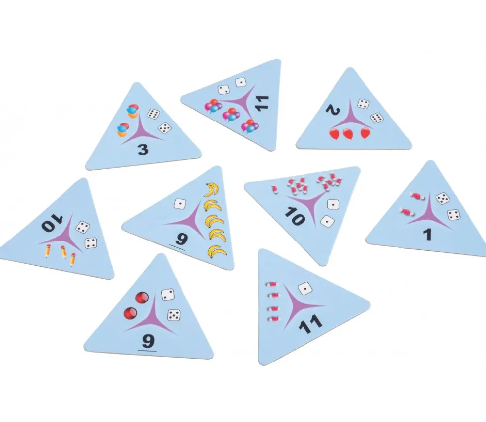 Tri-dominos de 1 à 12 - chiffres, points et objets