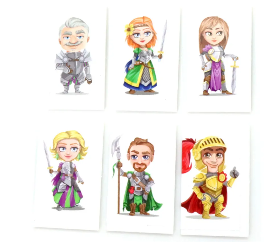 6 Tuiles personnages "chevalerie" 24 x 40 mm