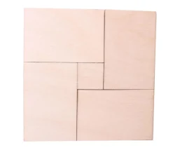 4 tuiles rectangles 6 x 4 cm en bois naturel